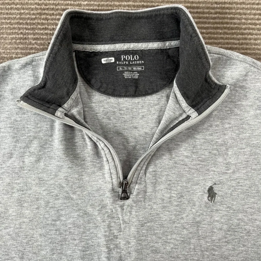 Polo Ralph Lauren Mens XL Heather Grey Quarter‎ Zip Pullover Sweater